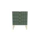 Ready Assembled Cuba 4 Drawer Chest - Labradore Green and White