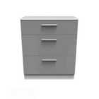 Ready Assembled Indices 3 Drawer Deep Chest - Dust Grey and White