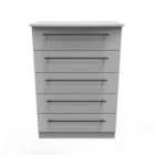 Ready Assembled Finsbury 5 Drawer Chest - Dust Grey