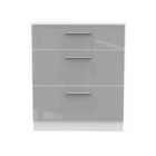 Ready Assembled Indices 3 Drawer Deep Chest - Grey Gloss and White