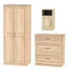 Ready Assembled Devon 3 Piece Set - Wardrobe, Chest and Bedside Cabinet - Bardolino Oak