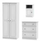 Ready Assembled Pembrey 3 Piece Set - Wardrobe, Chest and Bedside Cabinet - White