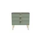 Ready Assembled Hirato 3 Drawer Chest -Reed Green