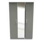 Ready Assembled Indices Triple Mirrored Wardrobe - Dust Grey and White