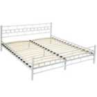 Metal Bed Frame With Slatted Base 200X180Cm - White