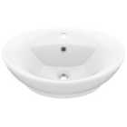 vidaXL Luxury Ceramic Oval Basin Overflow - Matt White