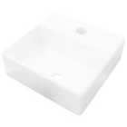 vidaXL Ceramic Square Sink Basin with Faucet Hole - White