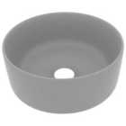 vidaXL Luxury Ceramic Wash Basin Round - Matt Light Grey