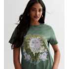 Olive Cotton Mystic Moon Logo T-Shirt