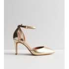 Wide Fit Gold Metallic Stiletto Heel Court Shoes