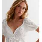 White Broderie Tie Front Top