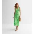Green Swirl V Neck Sleeveless Midaxi Dress