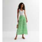 Tall Green Pattern Wide Leg Crop Trousers