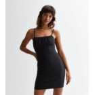 Black Jersey Broderie Strappy Mini Dress