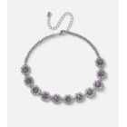 Freedom Purple Diamanté Flower Choker Necklace