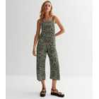 Green Abstract Strappy Crop Jumpsuit