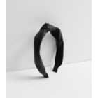 Black Leather-Look Knot Headband