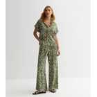 Green Abstract Wide Leg Trousers