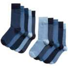 M&S Collection Mens Cool & Fresh Socks, 6-8.5, Blue Mix 10 per pack