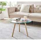 Furniture Box Malmo Coffee Table Round Glass and Wood Legs