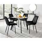 Furniture Box Seattle Glass and Black Leg Square Dining Table & 4 Black Pesaro Black Leg Chairs