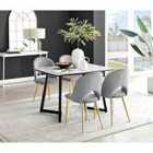 Furniture Box Carson White Marble Effect Dining Table and 4 Grey Arlon Gold Leg Chairs