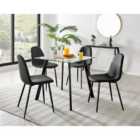 Furniture Box Seattle Glass and Black Leg Square Dining Table & 4 Black Corona Black Leg Chairs