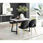 Furniture Box Carson White Marble Effect Dining Table and 4 Black Arlon Gold Leg Chairs