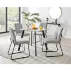 Furniture Box Seattle Glass and Black Leg Square Dining Table & 4 Light Grey Halle Chairs