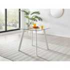 Furniture Box Seattle 4 Seat Square Glass Dining Table and White Legs