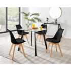Furniture Box Seattle Glass and Black Leg Square Dining Table & 4 Black Stockholm Wooden Leg Chairs