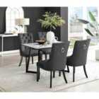 Furniture Box Carson White Marble Effect Dining Table and 4 Black Belgravia Black Leg Chairs