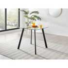 Furniture Box Seattle 4 Seat Square Glass Dining Table and Black Legs
