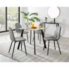 Furniture Box Seattle Glass and Black Leg Square Dining Table & 4 Grey Corona Black Leg Chairs