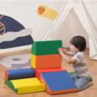 HOMCOM 7 Piece Climb and Crawl Activity Play Set Kids Soft Foam Blocks Toddler Soft Play Equipment Building and Stacking Blocks