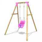 Rebo Wooden Garden Swing Set with Baby Seat - Pluto Pink