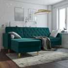 Cosmo Living Liberty Velvet Corner Chaise Double Sofa Bed 