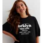 Girls Black Brklyn New York Oversized T-Shirt