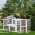 PawHut 193cm Chicken Coop Wooden Poultry Cage with Asphalt Roof Tray Nesting Box