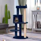 Pawhut Cat Tree for Indoor Cats Kitten Scratching Post Climbing Tower Pet Activity Center Blue 48 x 48 x 104 cm