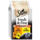 Sheba Fresh & Fine Wet Cat Food Pouches Chicken & Turkey in Gravy 6 x 50g