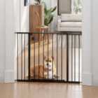 PawHut Dog Gate Pet Safety Gate Stair Barrier Pressure Fit Adjustable 76-82/86-97/101-107 cm, Black