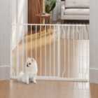 PawHut Dog Gate Wide Stair Gate w/ Door Pressure Fit Pets Barrier for Doorway, Hallway, 76H x 75-115W cm - White