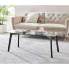 Furniture Box Malmo Coffee Table Rectangle Glass and Black Legs