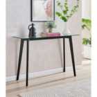 Furniture Box Malmo Console Table Rectangle Glass and Black Legs