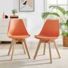 Furniture Box 2x Stockholm Scandi Orange Faux Leather and Wood Dining Chairs