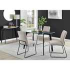 Furniture Box Malmo Glass and Black Leg Dining Table & 4 Taupe Halle Chairs