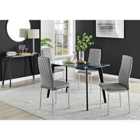 Furniture Box Malmo Glass and Black Leg Dining Table & 4 Grey Milan Chrome Leg Chairs