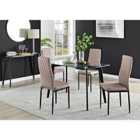 Furniture Box Malmo Glass and Black Leg Dining Table & 4 Cappuccino Milan Black Leg Chairs