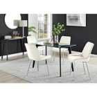Furniture Box Malmo Glass and Black Leg Dining Table & 4 Cream Pesaro Silver Chairs